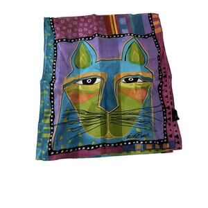 Laurel Burch Silk Scarf Cat Faces Whimsical & Fun/ Narrow & Colorful
